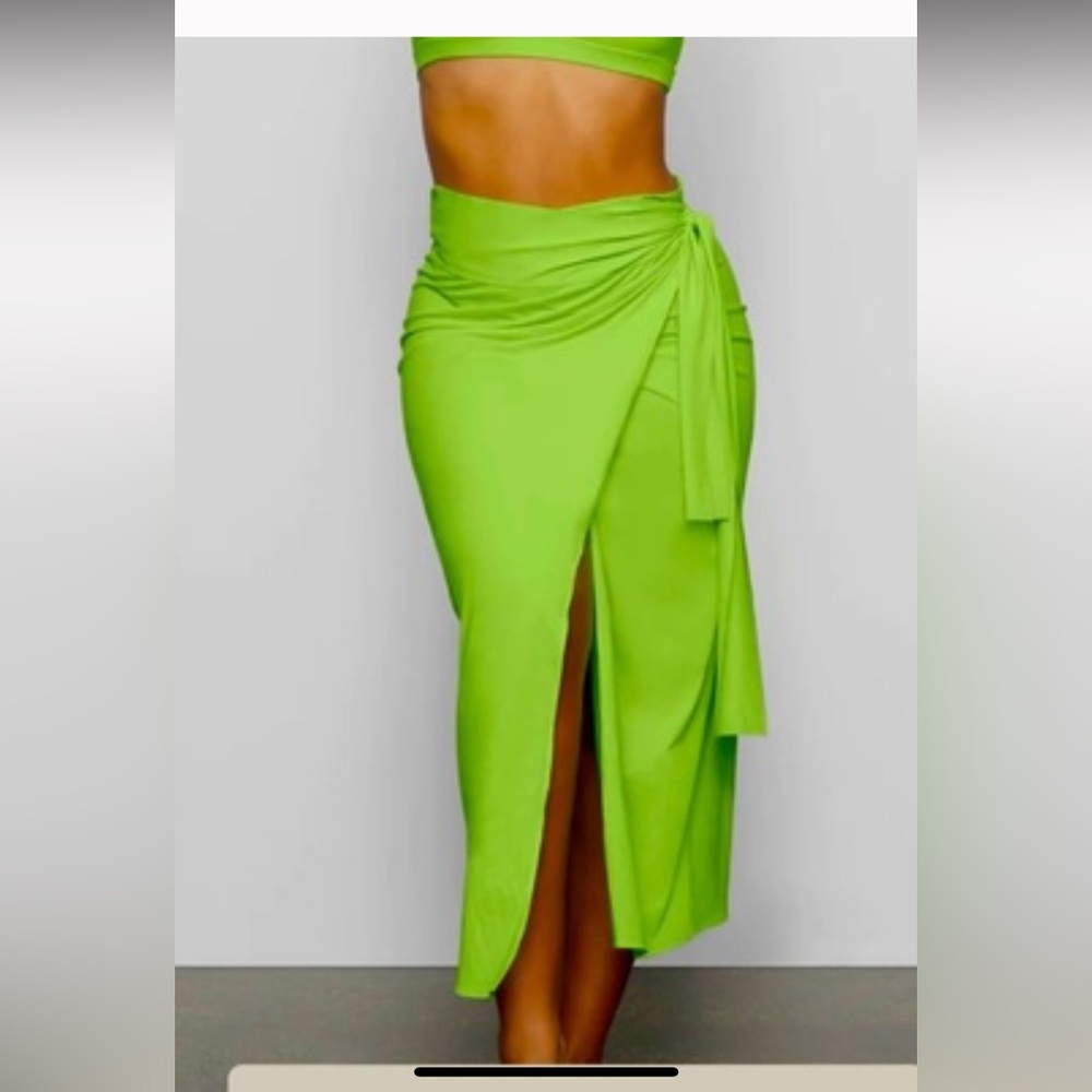 Skims Limited Edition Neon Green Sarong Skirt